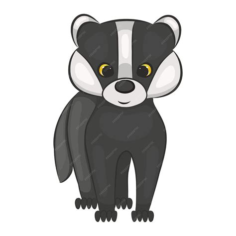 Premium Vector | Cute cartoon badger cub. forest animal. isolated on a