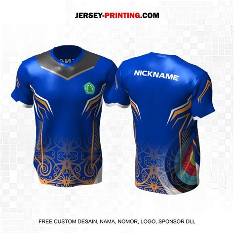 Jersey Panahan Biru Motif Batik Dan Garis Jersey Printing Bikin