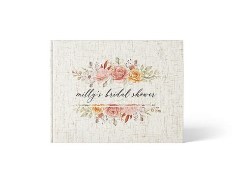 Blush Florals Bridal Shower Guest Book Evergreen Lane