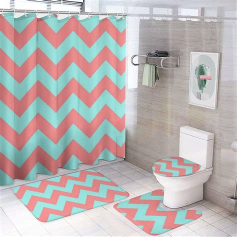 Turquoise And Coral Chevron