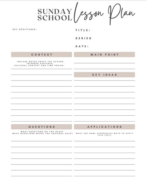 Sunday School Lesson Planner Etsy