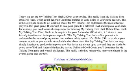 News My Talking Tom Hack Gold Coins Generator 2020 Pdf DocDroid