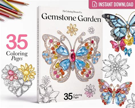 Botanical Flowers & Butterfly Coloring Book, Flower Coloring Page ...