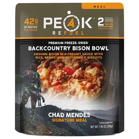 Peak Refuel Premium Freeze Dried Backcountry Bison Bowl 2 Servings Sportsmans Warehouse