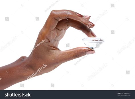 African American Female Hand Holding Diamond Stock Photo 60646078