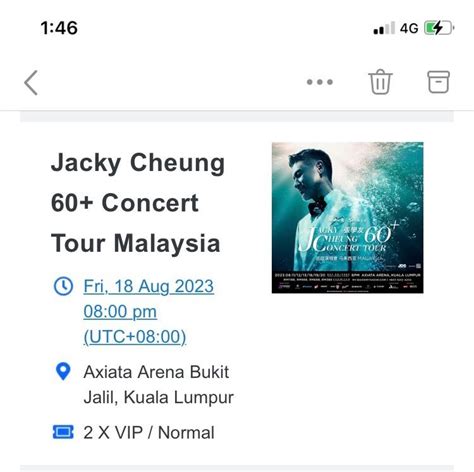 Jacky Cheung Concert Tour Malaysia Vip Tickets Tickets