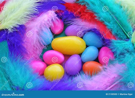 Easter Jelly Beans In Feathers Stock Photo - Image: 2130500