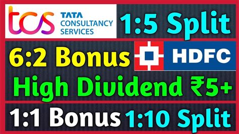 TCS HDFC 8 Stocks Declared High Dividend Bonus Split With Ex