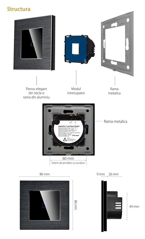 Dedeman Intrerupator Touch Simplu Cu Indicator Luminos Luxion LX MT