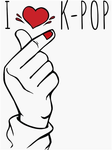 Cute Korean Finger Heart Kpop Love K Pop T Korean Sticker For