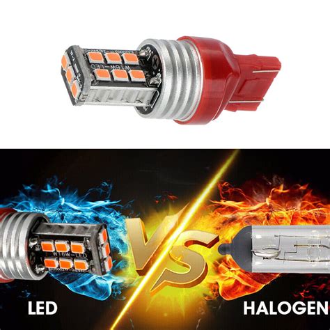 2 T20 7443 15 LED RED Dual Filament Bulbs Car Brake Lamp Turn Signal