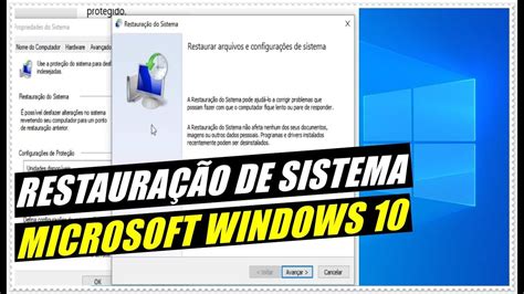 Como Usar O Recurso Restauração De Sistema No Windows 10 Youtube