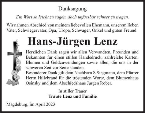 Traueranzeigen Von Hans J Rgen Lenz Abschied Nehmen De