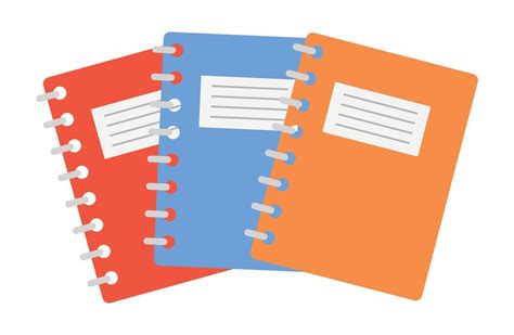 Tres Cuadernos Escolares Sobre Un Fondo Blanco Vector Vector