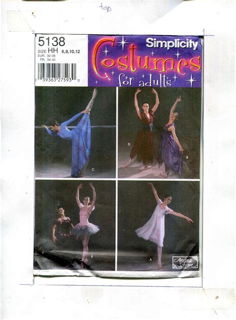 Simplicity 5138 Misses Ballet Costume Pattern By Andrea Schewe UNCUT