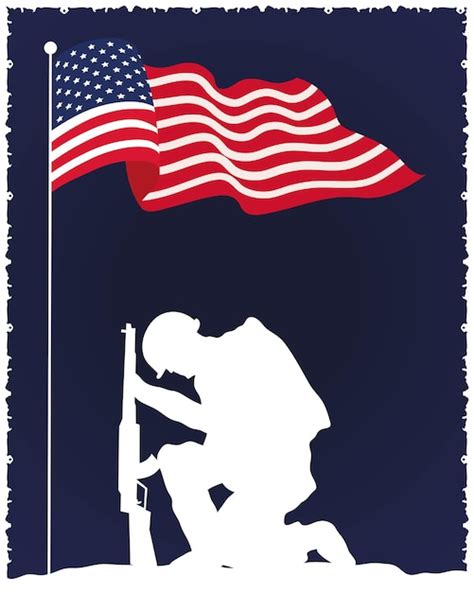 Premium Vector Usa Flag With Soldier Silhouette