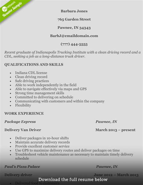 How To Write A Perfect Truck Driver Resume With Examples Artofit