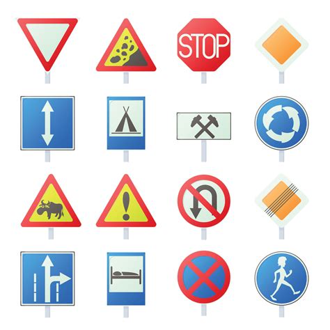 Road Sign Set Icons 8936956 Vector Art At Vecteezy