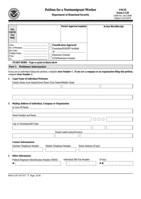 Fillable Form I Petition For A Nonimmigrant Worker Printable Pdf