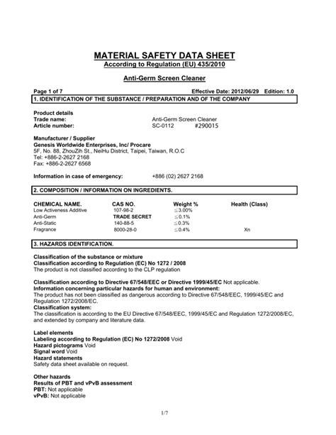 Msds Sheets