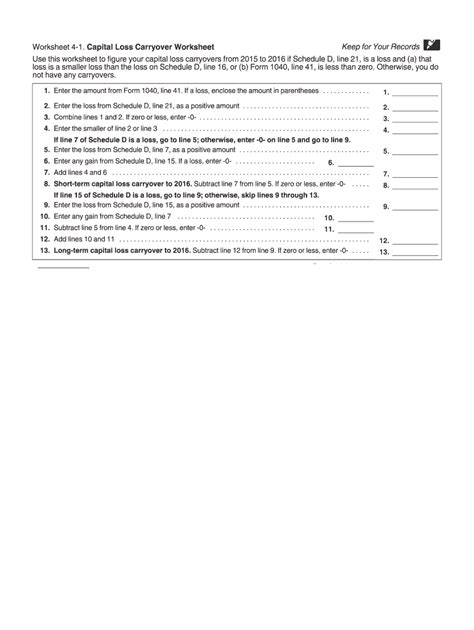 Irs Capital Gains Worksheet