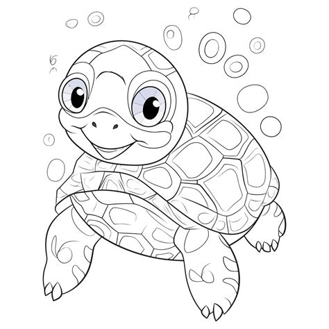 Beautiful Cute Turtle Coloring Pages Vector Art At Vecteezy