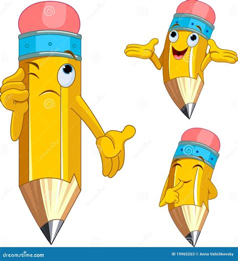 Pencil Character Facial Expressions And Posing Cartoon Vector ...