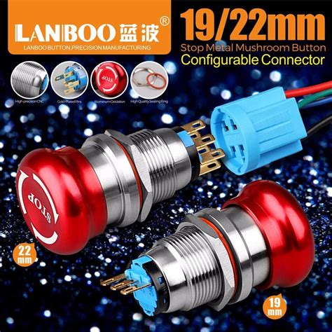 Lanboo Mushroom 19 22mm Emergency Push Button Metal Emergency Stop