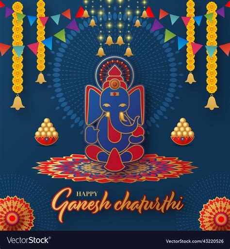 Happy Ganesh Chaturthi Greetings Festival Vector Image