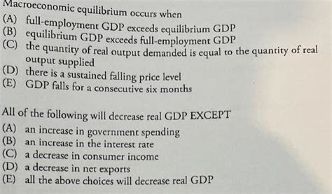 Solved Macroeconomic Equilibrium Occurs When A Chegg