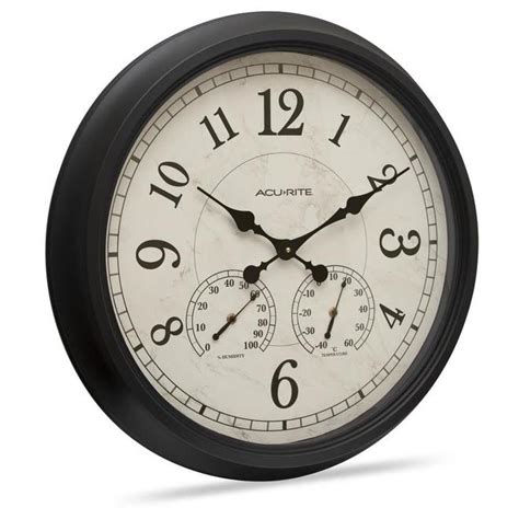 AcuRite 24 In Large Outdoor Wall Clock With Thermometer And Hygrometer