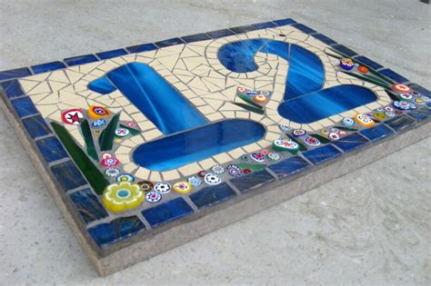 Mosaic House Number Sign Plaque Street Address Yard Art Etsy