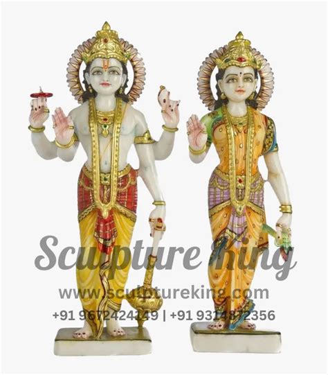 White Marble Vishnu Laxmi Ji Murti Sculpture King