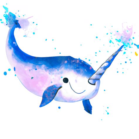 Cute Narwhal Watercolor Painting Creative Fabrica