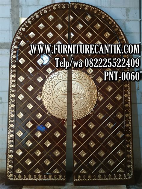 Pintu Masjid Kayu Jati Ukir Kaligrafi Toko Furniture Cantik Jepara