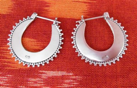 Bali Hoop Sterling Silver Earrings Silver 925 Balinese Etsy