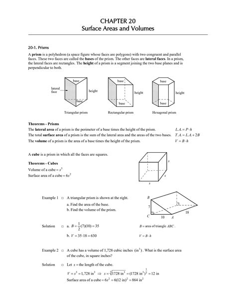 SOLUTION Algebra Geometry Surface Areas And Volumes General Notes