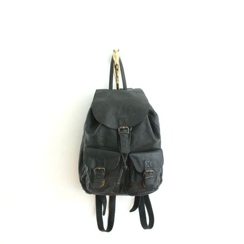 vintage black leather backpack