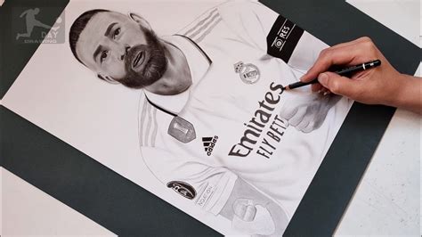 Drawing Karim Benzema In Real Madrid 2023 How To Draw Karim Benzema