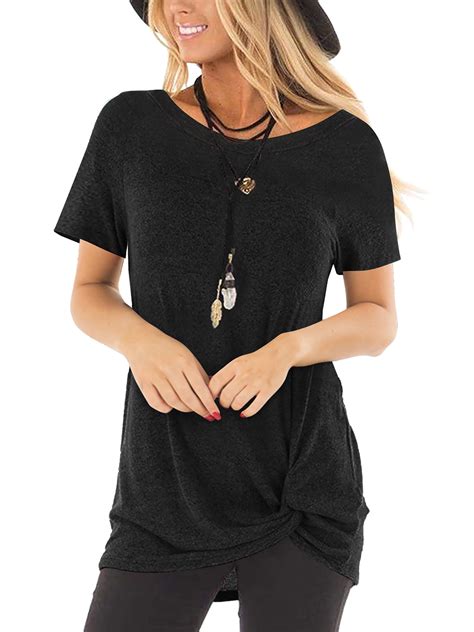 Shibever Summer Short Sleeve Casual Loose Tops For Women Fashion Twist