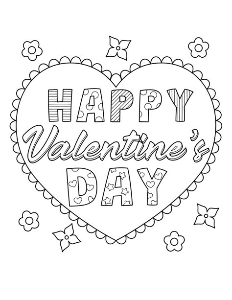 Happy Valentine's Day Coloring Page - Etsy