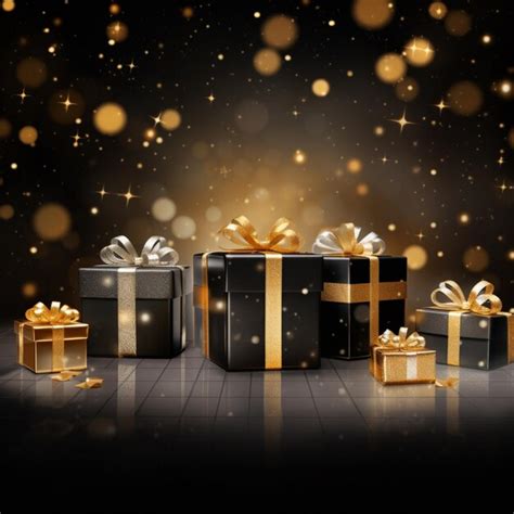 Premium Ai Image Christmas Gift Boxes With Shiny Lights Background Ai