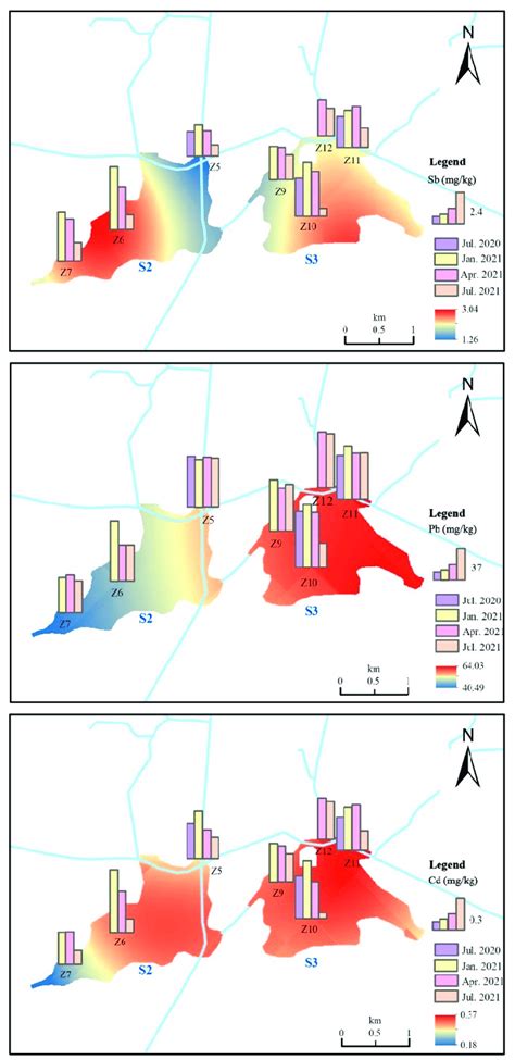 Spatial And Temporal Distribution Of Sb Cd And Pb In S S Sediments