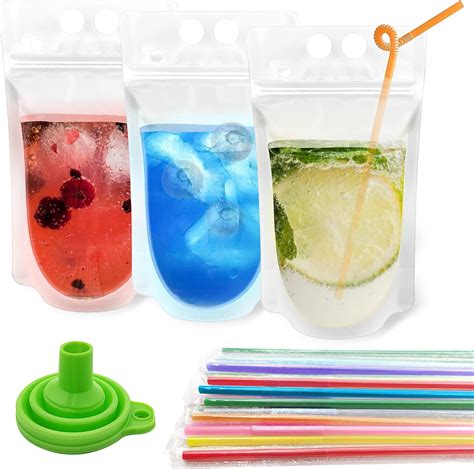 Amazon ONEYIM 100PCS Reusable Drink Pouches With Individually