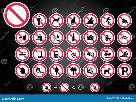 Prohibition Signs Set Stock Vector Illustration Of Symbol