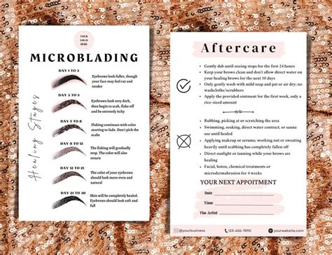 Editable Eyebrows Aftercare Card Pmu Microblading Template Etsy