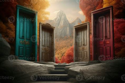 Surreal doors choices. Generate Ai 27997446 Stock Photo at Vecteezy