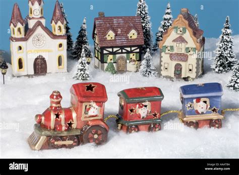 Christmas village train set hi-res stock photography and images - Alamy