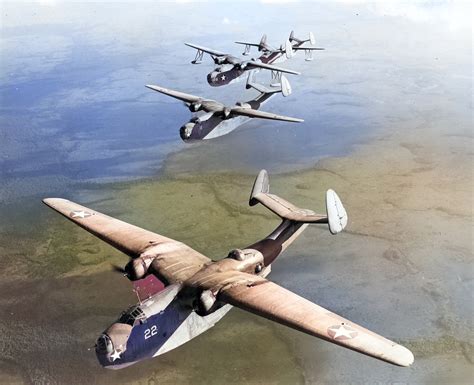 Photo Two PBM 1 Front And Two PBM 3 Back In Flight 1942 The PBM