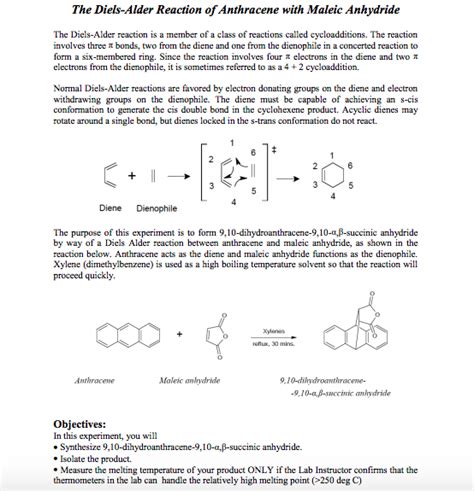 Solved The Diels Alder Reaction Of Anthracene With Maleic